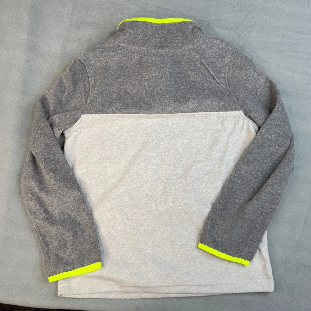 OshKosh‎ Boys Gray Fleece Quarter Zip Pullover Neon Yellow Trim Size 10 NWT